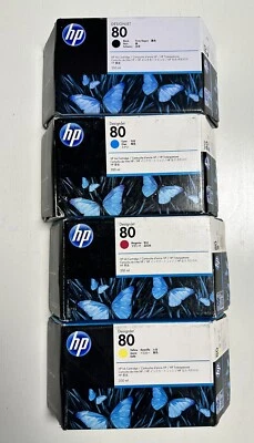 4x original hp designjet 80 schwarz tintenpatronen hp c4871a c4846a c4847a hp 80 - Bild 1 von 2