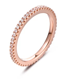 Eternity Rose Gold Plate 925 Sterling Silver CZ Wedding Band Ring 3-14 ML1413R - Picture 1 of 4
