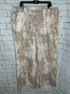 NWT DG2 by Diane Gilman SoftCell Wide-Leg Pants Women's Floral Tan Print Size 2X - Picture 1 of 5