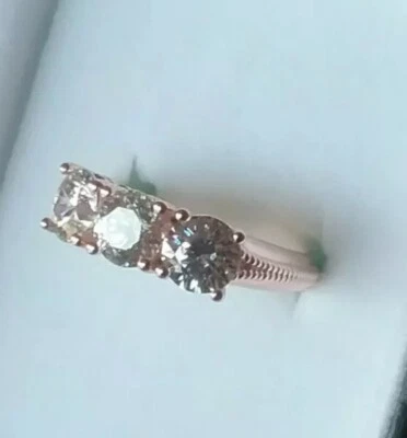 Montana Silversmiths Three Stone Ring Size 7 Sterling Lane Rose Gold SLRG045RG-7 - Image 1 of 4