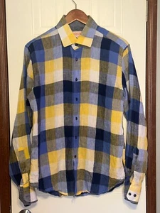 INSERCH Mens Long Sleeve New Multi Color Plaid Shirt 100% LinenSize Large - Picture 1 of 13