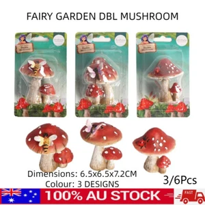 3/6Pcs 6.5x6.5x7.2CM Planter Decorative Fairy Garden Mushroom Assorted Gifts AU - Picture 1 of 3