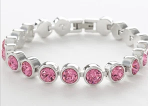 💎Touchstone Crystal Bracelet Rose 7 1/4” Rhodium New Condition - Picture 1 of 8
