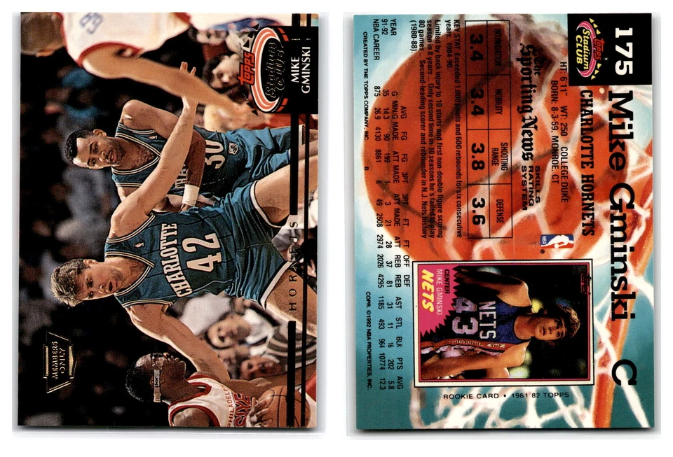 1992-93 Stadium Club Members Only #175 Mike Gminski - Charlotte Hornets - Image 1 of 1