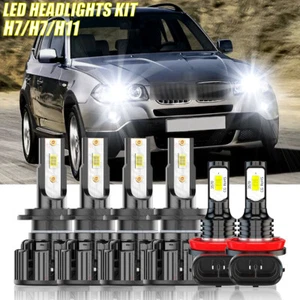 For BMW X3 2004 2005-2014 6000K Front LED Headlights Hi&Lo + Fog Light Bulbs - Picture 1 of 19