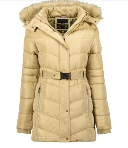 Chaqueta de invierno para mujer Canadian Peak parka piel sintética capucha Beckeak beige S - Imagen 1 de 2
