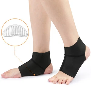 1 Pair Compression Arch Support Brace with Gel Ankle Protector Foot Wraps Grips - Picture 1 of 8