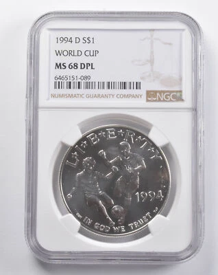 MS68 DPL 1994-D World Cup Commemorative Silver Dollar NGC ONLY 9 DMPL! *5746 - Image 1 of 3