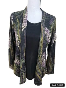 jm collection cardigan w built in tank acetate polyester spandex Size PM - Picture 1 of 4