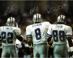 Troy Aikman, Michael Irvin & Emmitt Smith Nachdruck Unterzeichnet Foto Größe - Bild 1 von 1