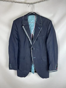 Holland Esquire blue denim style 2 button blazer jacket - Picture 1 of 14