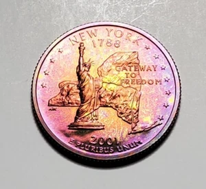 TONED 2001 S NEW YORK STATE QUARTER CLAD PROOF UNC #C7679 - Picture 1 of 2