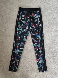 Adidas Originals Jogger Pant Girls Size Small 7/8 Floral Print Black - Picture 1 of 6