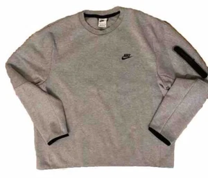 Nike Sweater Mens Extra Large Grey Black Tech Crewneck Sweatshirt Athleisure - Picture 1 of 9