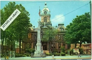 1970s CAMBRIDGE, OH, GUERNSEY COUNTY COURT HOUSE, SOLDIER STATUE POSTCARD - Picture 1 of 1
