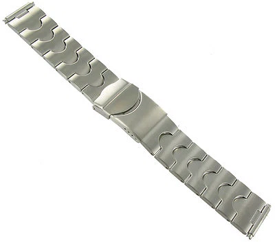 18-22mm T&C Silver Tone Stainless Steel Fold-Over Buckle Mens Watch Band - Image 1 of 2