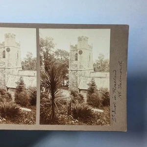 St Just In Roseland Cornwall Stereoview C1900 Echtfoto Kirche Tropical Palm - Bild 1 von 3