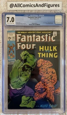 Fantastic Four #112 CGC 7.0 OW-WHITE PGS! 1971 Marvel Comics Hulk vs Thing! - Image 1 of 4