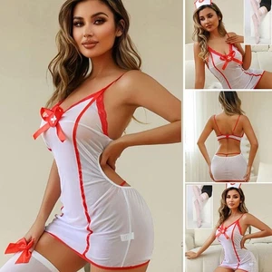 Women's Sexy Nurse Uniform Cosplay For Sex Nurse Outfit Sleepwear - Picture 1 of 10
