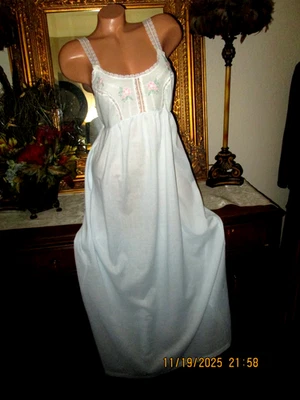 Vtg Gilead blue Nightgown Long Lace Sheer Ruffle Coquette 34 - Image 1 of 4