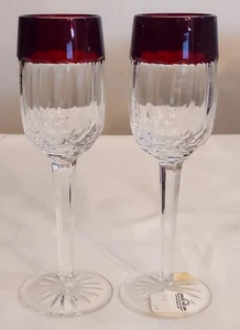 COPPIA Tostatura WATERFORD Cristallo SEMPLICEMENTE ROSSO Vino Champagne Flauti CORDIALI STELI - Foto 1 di 6