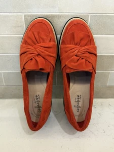 Clarks Größe 5,5 Sharon Dasher Damen-Loafer rot Wildleder bequeme Slipper Schuhe - Bild 1 von 10