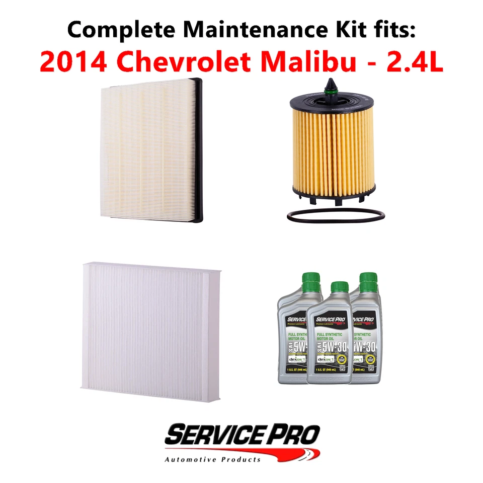 2014 Chevrolet Malibu 2.4L Complete Oil, Air & Cabin Filter Kit (5W-30) - Изображение 1 из 4