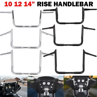 10 12 14" 16" Rise Meathook Ape Hanger Handlebar For Harley Electra Street Glide - Изображение 1 из 4