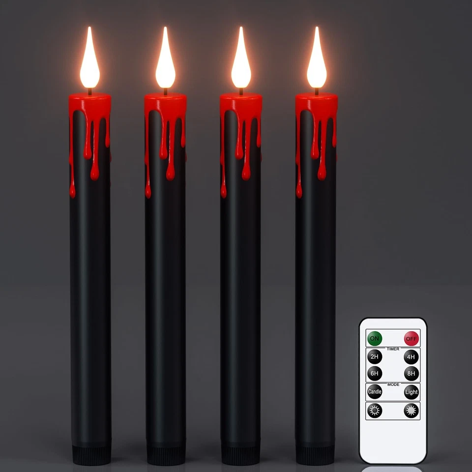 Halloween Flameless Taper Candles with Remote and Timer, Battery Operated 3D Wic - Image 1 of 4