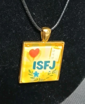 Joyería de psicología, Collar colgante de personalidad ISFJ MBTI joyería cuadrada, Foto 1 de 4