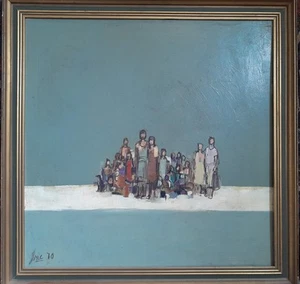 JOHN CARTER 1927-2004 POST IMPRESSIONIST OIL ON BOARD AN EAST END COMMUNITY 1970 - Picture 1 of 10