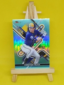 2022 Topps Finest Aqua Refractor #66 Christian Yelich 097/199 Milwaukee Brewers  - Picture 1 of 2