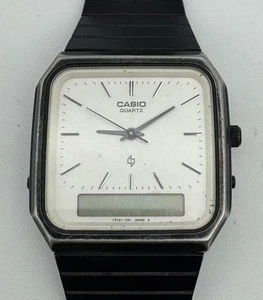 Vintage 80’s Casio 305 AQ-331 Black Tone Quartz Analog Digital Men's Watch Japan Rarität - Bild 1 von 8