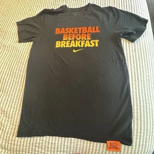 Nike Dri-Fit Men’s “Basketball before Breakfast” Black T shirt Small - Picture 1 of 10