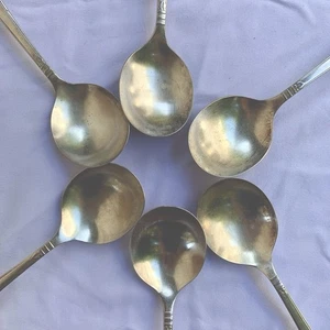 Oneida Community BERKLEY SQUARE Silverplate 6 cucchiai da zuppa rotondi gumbo posate - Foto 1 di 10
