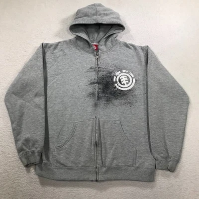 Vintage Y2K Element Hoodie Sweatshirt Womens L Grey Zip Up Skate Surf Skateboard - Image 1 of 4