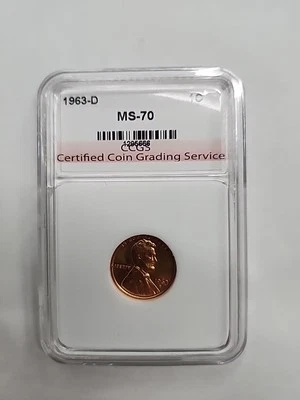 BRILLIANT 1963 D 1c GRADED MS70 RD Lincoln Penny Cent Coin CCGS #1295666 - Image 1 of 4