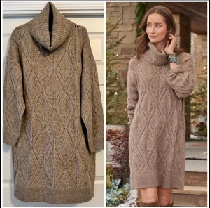 Sundance Koko Cowl Neck Sweater Dress XL Chai Tan - Picture 1 of 11