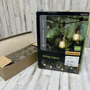 Portfolio Landscape String Lights Commercial Grade 12cnt 24 Ft Length extra bulb - Picture 1 of 7