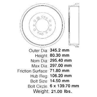 For Toyota Land Cruiser 1990-1994 Centric C-Tek Standard Rear Brake Drum Foto 1 de 1