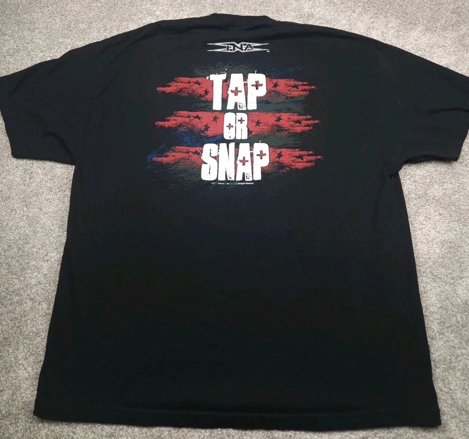 Vintage Wrestling T Shirt Mens 3XL XXXL Black Tap Or Snap Double Sided Eagle - Image 1 of 4