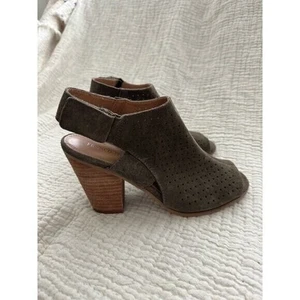 Franco Fortini Rhea Olive Green Suede Open Toe Bootie Size 9 - Picture 1 of 6