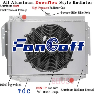 3 Row Radiator+Shroud Fan FOR 1981-1983 Chrysler Imperial 1977-89 Dodge Diplomat - Image 1 of 4