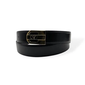 Valentino Women Belt Garavani Leather Black Gold Buckle Limited Edition VHTF Pop - Picture 1 of 9