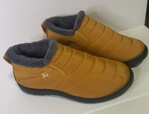 BJ  Orange / Grey shoes Waterproof Flat Ankle Snow Boots  sz 9.5 EUC - Picture 1 of 14