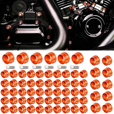 66X Orange Engine Bolt Topper Caps Cover For Harley Dyna Breakout Twin Cam1 - Image 1 of 4