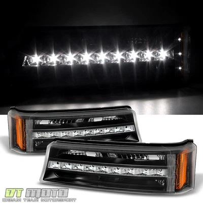 Preto 2003-2006 Chevy Silverado 1500 LED DRL luzes de para-choque lâmpadas de sinalização de estacionamento - Imagem 1 de 4
