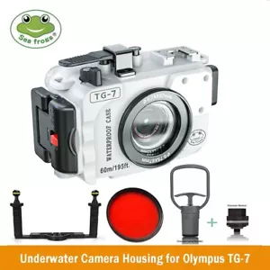 SeaFrogs 195FT Underwater Camera Housing for Olympus TG-7 + Vacuum Pump + Tray - Bild 1 von 9