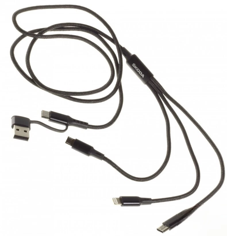 Original Skoda USB Ladekabel 4 in 1 USB C microUSB  USB Adapter Verbindungskabel - Bild 1 von 1
