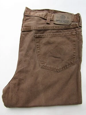 Wrangler men's double knee work pants W38 L32 brown & mustard LEVG616 - Image 1 of 4